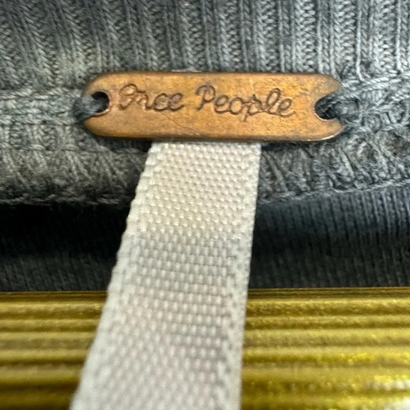 Free People Sequin Henley Top Medium Wash Gray Long Sleeve V-Neck Fairy Grunge - Picture 7 of 8